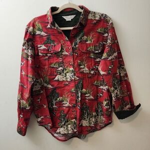 Sharon Young Dallas Ladies 10 Vtg Top Outdoors Gorpcore Hike Ducks/Geese Camp